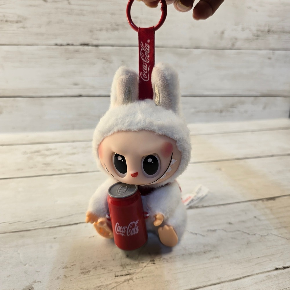 Pop Mart Labubu The Monsters x Coca-Cola White Bunny Plush Pendant Keychain